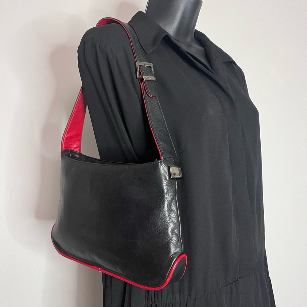 Perlina Black & Red Leather Shoulder bag /handbag - Picture 9 of 9